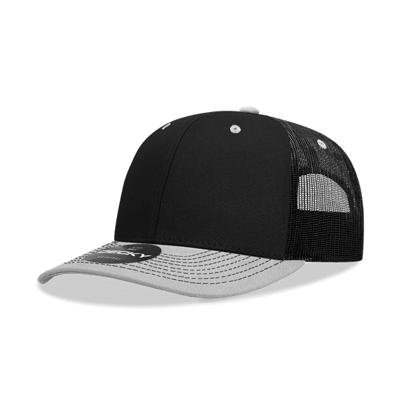 Decky 6031 6 Panel Mid Profile Structured Contra-Stitch Trucker-Black/Grey