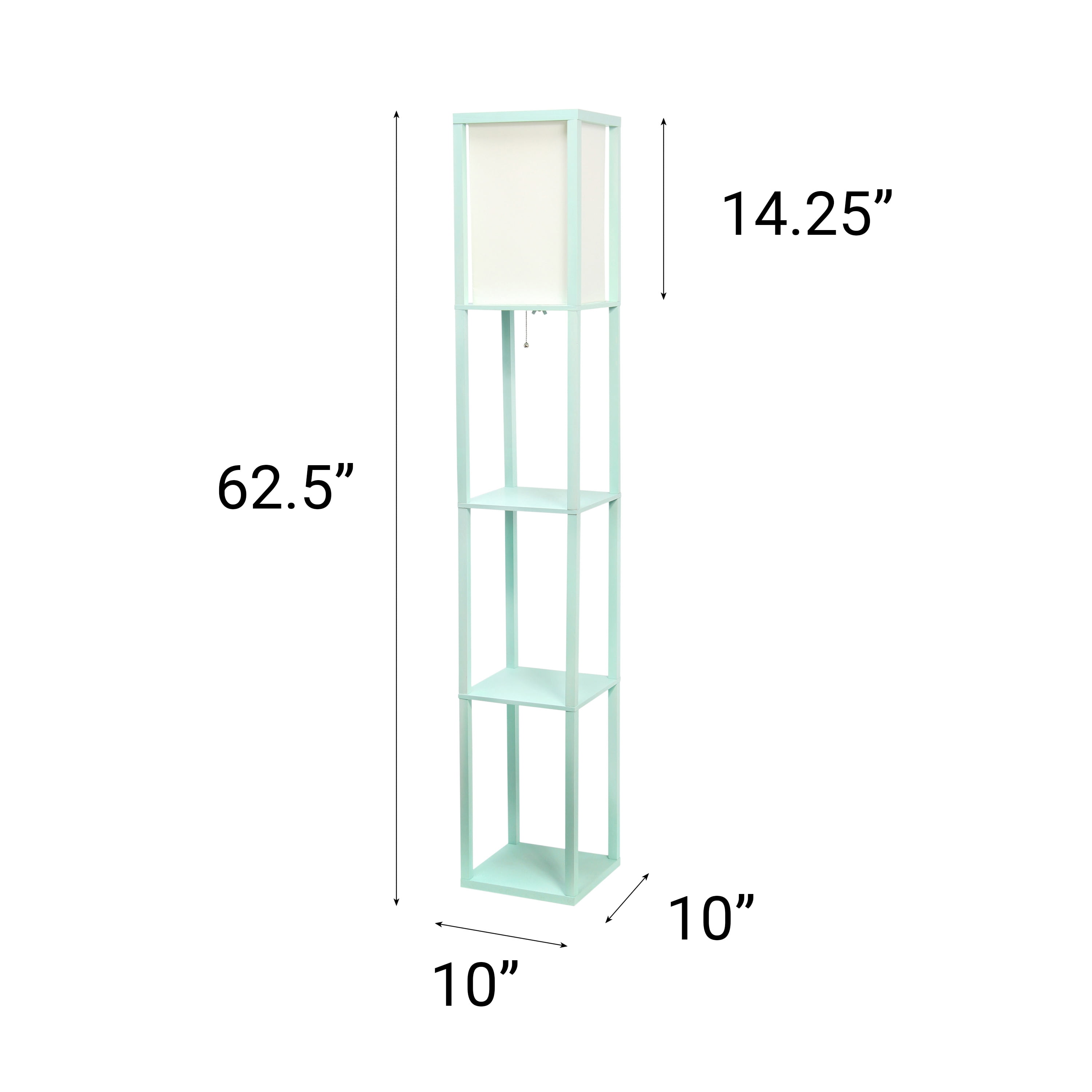 Creekwood Home 62.5" Contemporary 3-Tier Storage and Display Floor Lamp w/ LED Bulb, Aqua