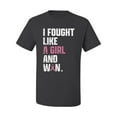 thumbnail image 2 of Wild Bobby I Fought Like A Girl and Won Breast Cancer Awareness Men Tee, Charcoal, Small, 2 of 6