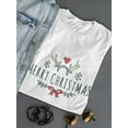 thumbnail image 3 of Merry Christmas Rudolph Horns Snowflake And Heart  Women White T-Shirt, Female Medium, 3 of 4