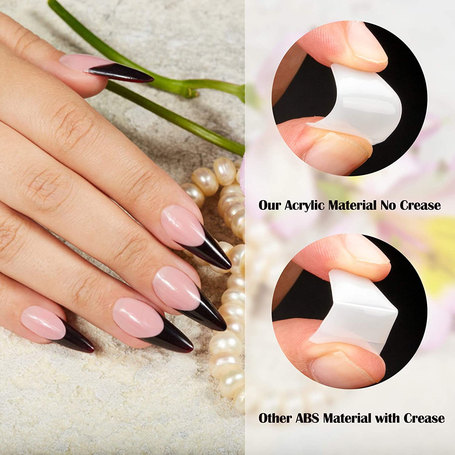 500pcs False Nail Natural Fake Nails Half Cover Coffin Acrylic Nail Tips French False Nails With Case For Nail Art Salons And Home Diy 10 Sizes Walmart Com Walmart Com
