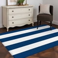thumbnail image 3 of Navy Blue White Stripe 3x5 Area Rugs for Living Room, Simple Style Striped Non Slip Floor Mat Washable Low-Profile Indoor Carpet for Bedroom, Dining Room, Bathroom, 3 of 9