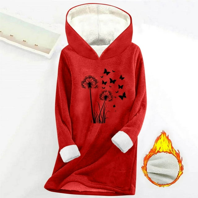 ZMFXJPE Chandail à Capuchon Graphique Chandail pour Femmes avec Capuchon Chandail à Capuchon en Molleton pour Femmes Chandail à Capuchon Mode Vêtements d'Hiver pour Femmes (Rouge, 3TG)