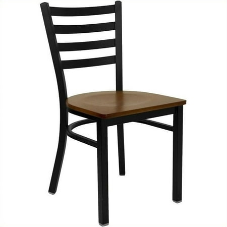Cherry Finish Modular Guest Chair - Bowery Hill Ladder Back Metal Dining Chair in Cherry