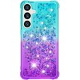 thumbnail image 3 of Compatible with Samsung Galaxy S24 Plus Cute Case Glitter Gradient Quicksand Case Luxury Bling Sparkle Colorful Phone Cover Women Girls Girly Slim Soft TPU Liquid Case,Purple Green, 3 of 15