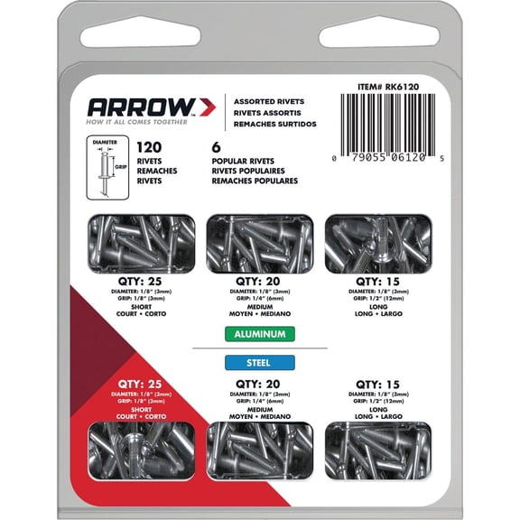 Arrow Fastener RK6120 Rivet Kit 120 Piece
