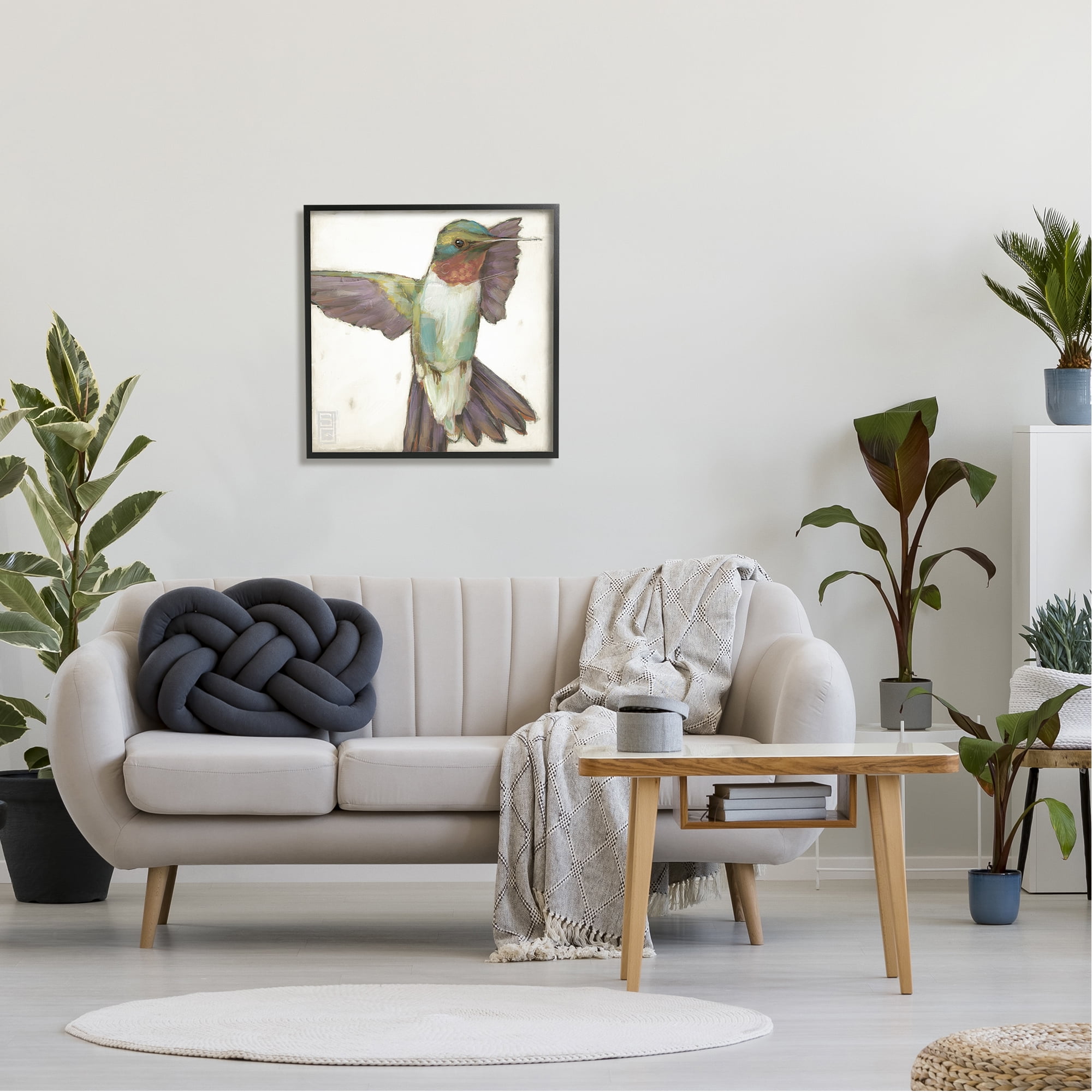 Stupell Industries Hummingbird in Muted Tones Animals & Insects Painting Black Framed Art Print Wall Art, 24 x 24