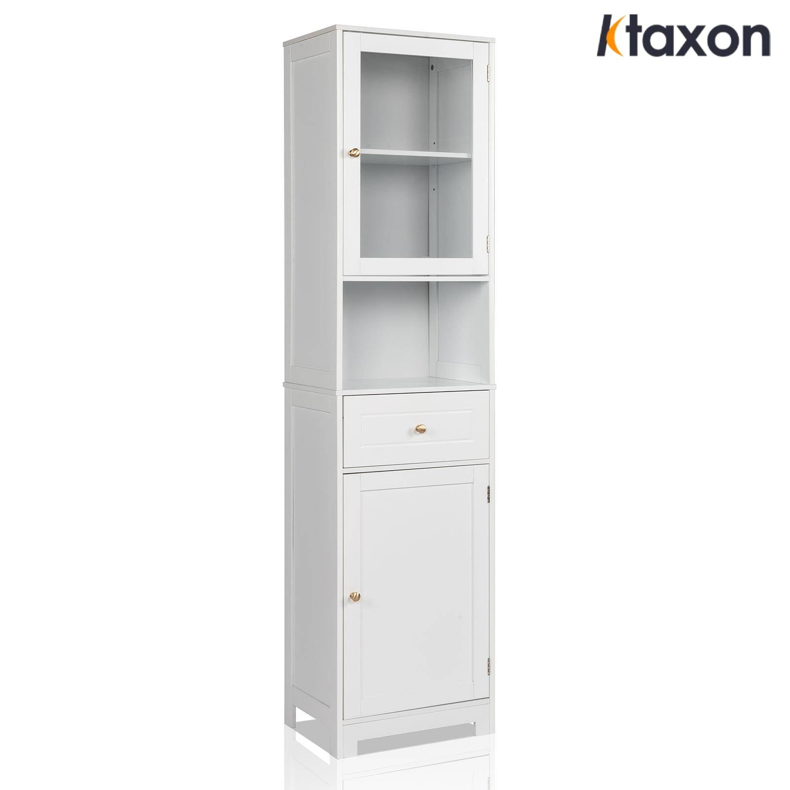 Ktaxon 67"H Bathroom Storage Cabinet, Narrow Tall Cabinet Tower with Door and Drawer for Kitchen, White