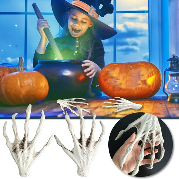 Mano de Esqueleto de Halloween, Diseño Realista de Mano Fantasma, Decoración Espeluznante para Bar, Ambiente de Casa Embrujada o Fiesta, Atmósfera Festiva, Incluye Un Par de Manos.