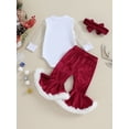 thumbnail image 4 of Wassery Baby Girl Christmas Outfits Clothes 6M 12M 18M 24M Toddler Long Sleeve Stars Romper +Flare Pants Headband Set 3Pcs Christmas Holiday-themed Clothing for Newborn Girls, 4 of 9