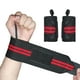 thumbnail image 1 of Muñequeras de entrenamiento para levantamiento de pesas para soporte de muñeca, envoltura de entrenamiento de culturismo para hombres y mujeres (negro, rojo oscuro), 1 of 5