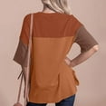 thumbnail image 6 of Patlollav Womens Tshirts Under $10, Women's Summer Round Neck Shirt Fashion Versatile Casual Color Block Short-Sleeve Blouse, 6 of 6
