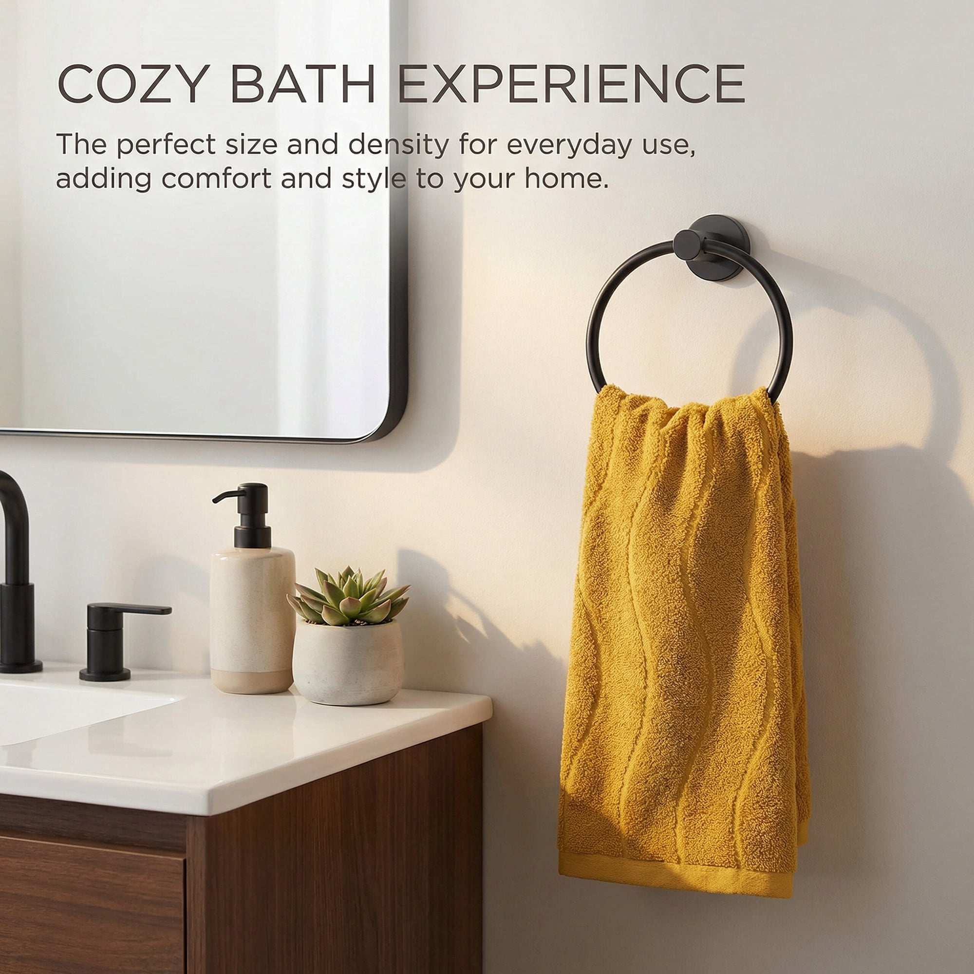 Unique Bargains Ultra Soft Highly Absorbent Quick Dry Hand Towels Yellow 29" x 13"