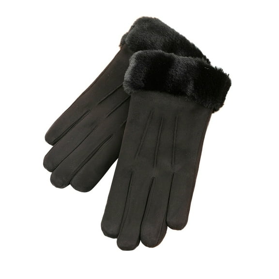 Suede Winter Gloves for Women - Touchscreen-Compatible Lining - Cute Korean Style for Riding/Outdoor