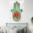 thumbnail image 4 of Hamsa Decor Tapestry, Middle Eastern Sacred Hand of Fatima with Talisman Defense of Evil Eye Artprint, Wall Hanging for Bedroom Living Room Dorm Decor, 40W X 60L Inches, Green Red, by Ambesonne, 4 of 5