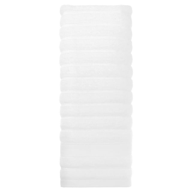 Toalla de mano de algodón tejido en paquete de 2, toalla decorativa con patrón a rayas para baño, viaje, campamento, blanca 14' x 30'