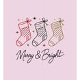 thumbnail image 2 of Merry & Bright Christmas Stocking Line Art  Women's Pink Crew Neck Short Sleeve Crop Tee-Medium, 2 of 4