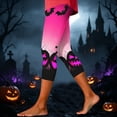 thumbnail image 6 of Yeaiivve Novelty Graphic Leggings for Women Gradient Bat Pumpkin Print Capris Comfortable Seamless Workout Legging High Stretch Waisted Yoga Pants L, 6 of 8