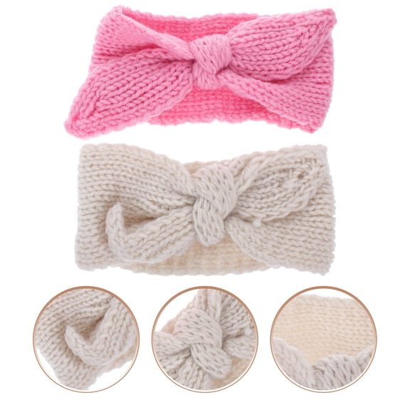 ifundom Baby Headband Bow for Girls, Soft Knitted Material, Adjustable and Comfortable, , 2 Pieces