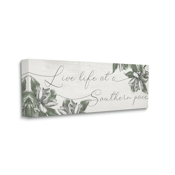 Stupell Industries Live Life at a Southern Pace Vintage Magnolia Florals, 13 x 30, Designed by Daphne Polselli