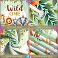 thumbnail image 4 of Safari Animals Wild One Banner Colorful Design Safari Animals Display Cartoon Characters Party Hats First Birthday Backdrop for First Birthday Party Kids Celebration Photo Backdrop, 4 of 7