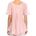 thumbnail image 2 of Sakkas Zoya Marbled Embroidery Cap Sleeves Blouse / Top - Pink - Plus Size, 2 of 5
