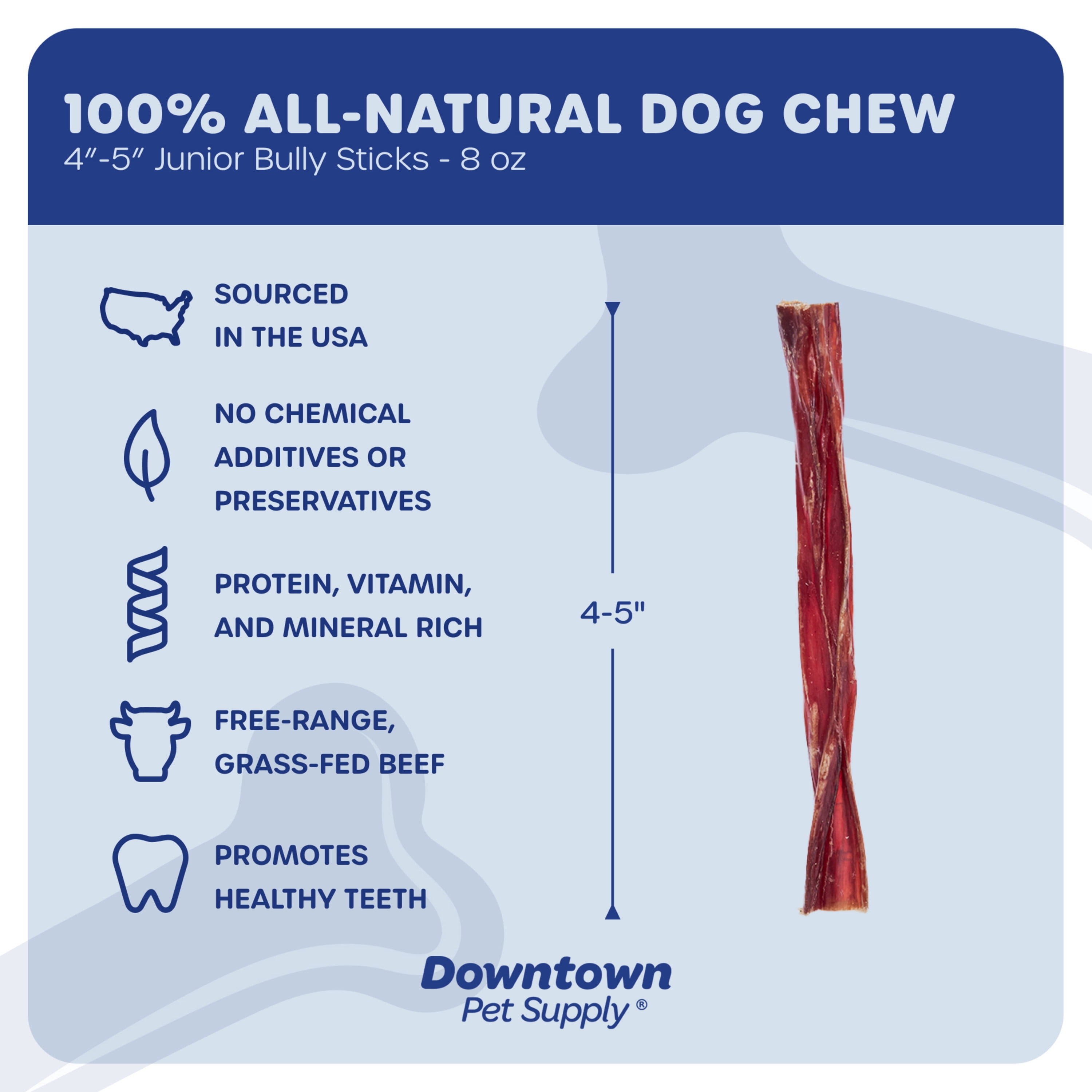 Downtown Pet Supply Bully Sticks For Dogs Rawhide Free Dog Chews 4-5", 0.5 lbs