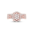 thumbnail image 2 of 14kt Rose Gold Womens Round Diamond Cluster Bridal Wedding Ring Band Set 7/8 Cttw, 2 of 4