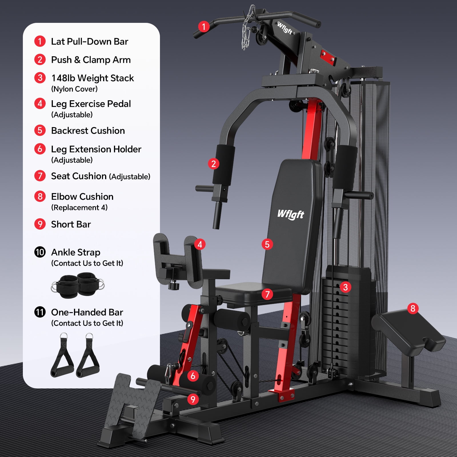 TOSSFD Home Gym, Workout Station with 148LBS Weight Stack, Multifunctional Home Gym Equipment, Exercise Equipment for Full Body Strength Training