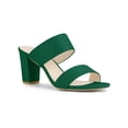 thumbnail image 1 of BLISSFUL STEP Sandales à Talon Haut Épais à Bout Ouvert pour Femmes Vert 8,5, 1 of 6