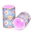 thumbnail image 2 of Bread Fried Egg Pattern Flameless LED Candle Set with Remote, Battery Operated Color Changing Pillar Candles, Set of 2, 2 of 7