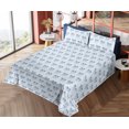 thumbnail image 4 of Ambesonne Skull Fitted & Flat Sheet with Sham 3 Pcs Set, Stripes with Heads Gothic Art, Twin, Soft Blue Indigo and White, 4 of 5