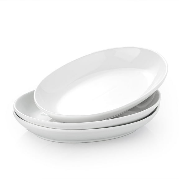 12" Oval Ceramic Serving Platter, Deep Oval Plates, Large Serving Bowls for Appetizer, Pasta, Salad, Vegetables, Set of 3 