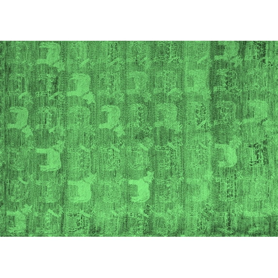Ahgly Company Indoor Rectangle Abstract Emerald Green Modern Area Rugs, 8' x 10'