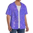 thumbnail image 2 of Fotbe Purple Glitter Camisa Estampada de Manga Corta para Hombre, Casual de Verano, Estilo Playero, Sin Arrugas-Small, 2 of 5