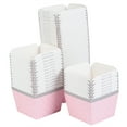 thumbnail image 1 of FELTECHELECTR 100 moldes de papel desechables cuadrados para cupcakes, tazones de postre resistentes al calor, minicajas para tartas, suministros para fiestas (puntos rosas), 1 of 6