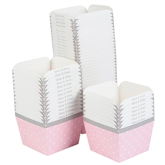 LABSERRON 100pcs Pink Disposable Cake Cups Paper Dessert Bowls for Parties Foodgrade Use