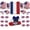 96 Pcs Bundle, variant on 100 Pcs 4th of July Party Decor Table Set for 8 Guests  – American Flag Plates, Napkins, Dessert Cups, Tablecloth Cover, Centerpiece, Toothpicks, Drink Umbrellas – Patriotic Table Decorations Bundle
