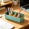thumbnail image 6 of Bamboo Wood Makeup Organizer Basket, 8 Compartment Desktop Storage Box for Cosmetics, Brushes, Lipsticks, Green, 6 of 9