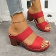 thumbnail image 2 of Ticikt Heel Solid Color Strap Sandals Elegant Summer Dressy Casual Comfortable Footwear, 2 of 9