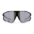 thumbnail image 1 of Mens Color Mirror Aerodynamic Block Shield Lens Plastic Sport Sunglasses Black Silver Mirror, 1 of 4