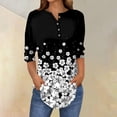 thumbnail image 2 of Long Sleeve Shirts for Women 3/4 Length Sleeve Tops Spring Neck Casual Print Tunic T Shirts Three Quarter Length Tops Long Sleeve Tops, 2 of 5