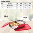 thumbnail image 3 of Stainless Steel Compact Small Steel Lunch Box - Red, 150ml+550ml | Two Compartments With Airtight Lid - Leak Resistant, Microwave Safe, 3 of 4