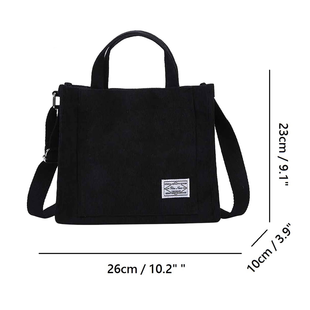 Cbcbtwo Crossbody Bags for Women, 10" Canvas Crossbody Bag Shoulder Bag Crossbody Purse Messenger Bag, Fashion Plain Canvas Corduroy Shopping Handbags Gifts for Women (Black)