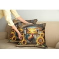 thumbnail image 2 of Ambesonne Rustic Throw Pillow Cover 2 Pack, Sunset Rooster Sunflowers, 16", Earth Yellow and Caramel, 2 of 7