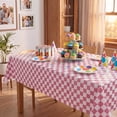 thumbnail image 3 of Sm:)e Plastic Table Cloth Disposable 6 Pack, 54 x 108 Inch, Pink White Checked, for Party Picnic Wedding, 3 of 8