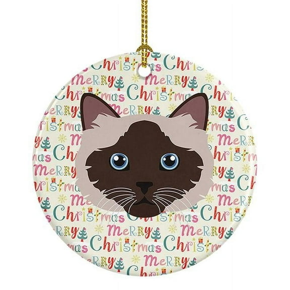 Birman Cat Christmas Ceramic Ornament 2.8 in x 2.8 in