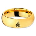 thumbnail image 2 of Tungsten Fire Flame Burning Emblem Band Ring 7mm Men Women Comfort Fit 18k Yellow Gold Dome Polished, 2 of 4