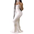 thumbnail image 2 of Femmes Écharpe Robe Bandage Taille Basse Sangles Uni Tricot Bodycon Robe Dames Été Longue Partie/club/bar Tenues, 2 of 6
