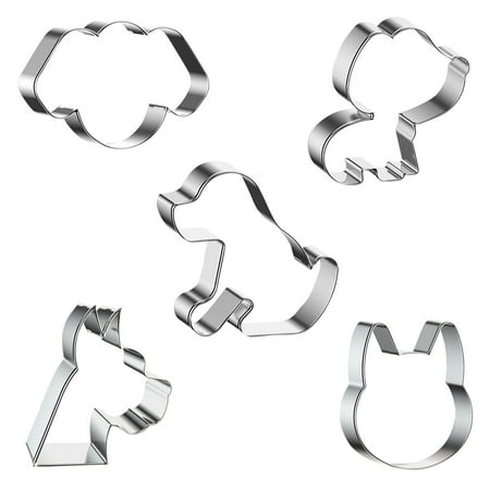 

TKing Fashion 5-Piece Dog Cutter Stainless Steel Mold Animal Baker Child Diy Homemade Snack Idea - Silver
